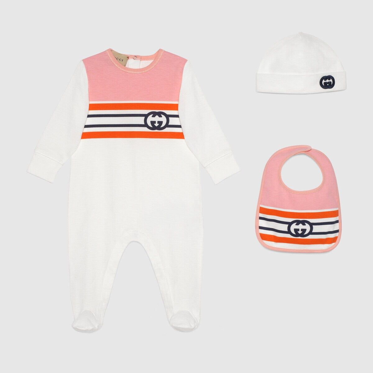 Gucci Kids Pink Baby Interlocking G Stripe Gift Set